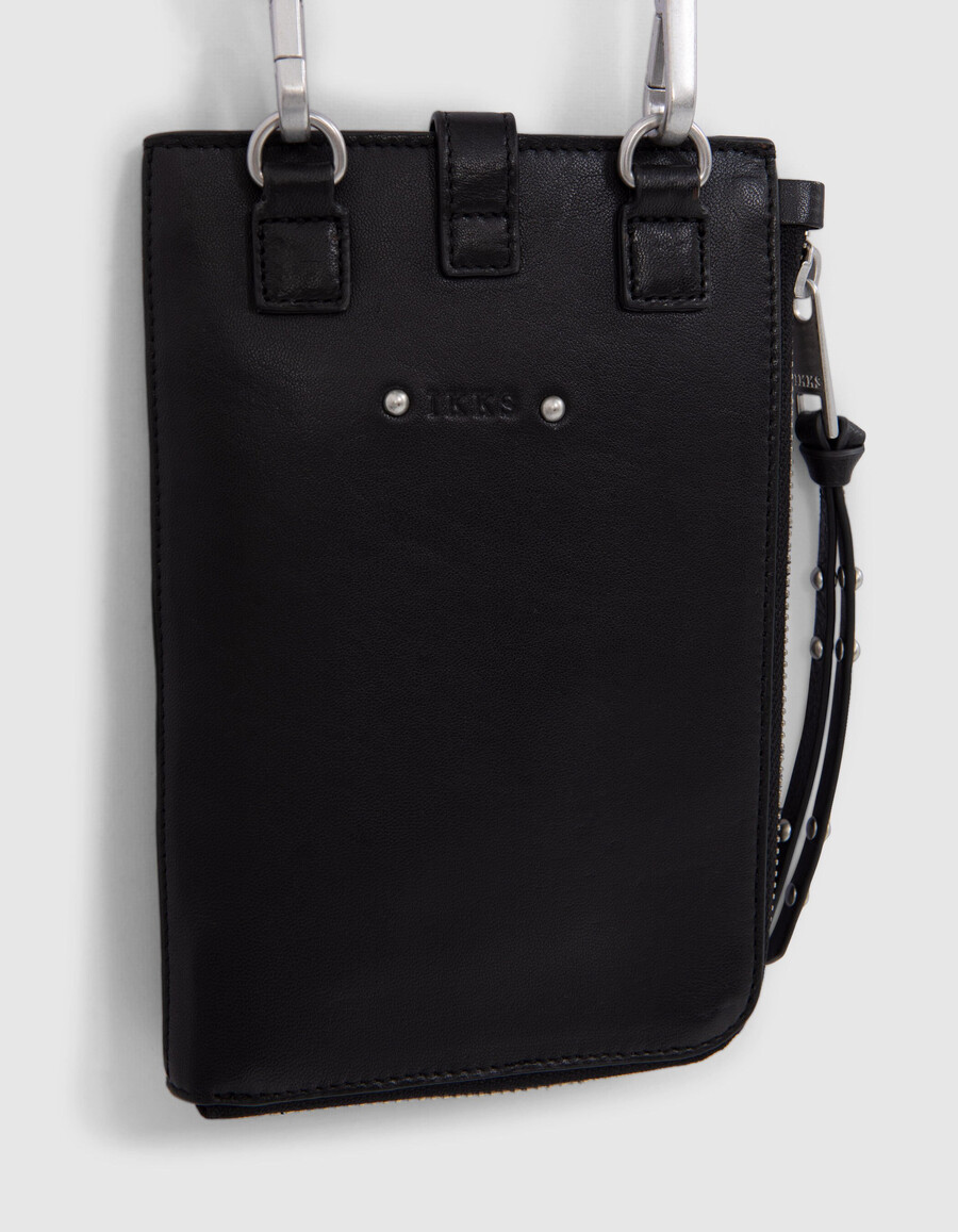 de clutch bag 1440 zwart gewatteerd leer dames
