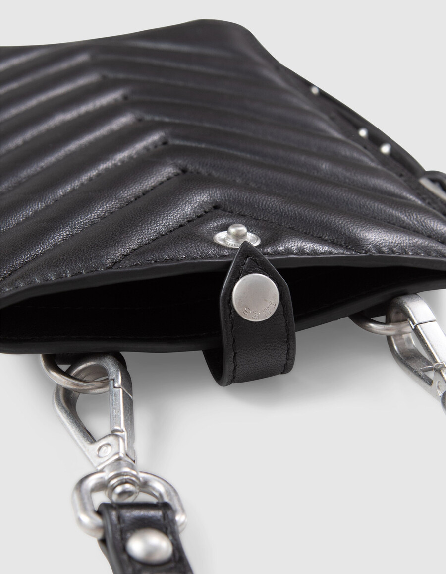 de clutch bag 1440 zwart gewatteerd leer dames