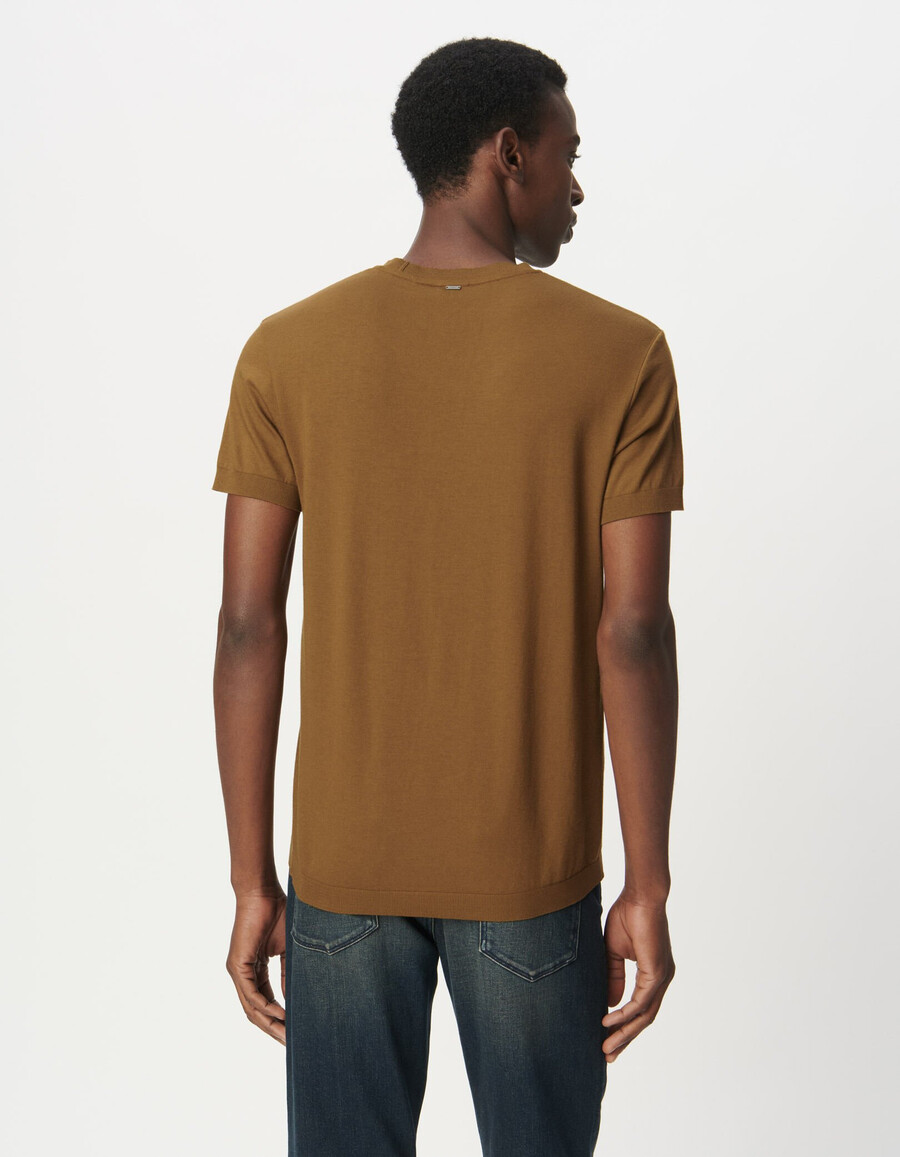 t-shirt met korte mouwen van okerkleurig katoen-modal voor heren