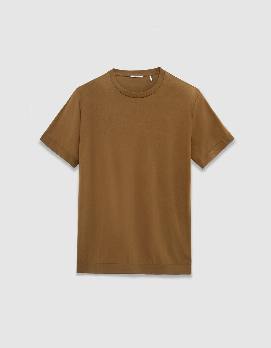 t-shirt met korte mouwen van okerkleurig katoen-modal voor heren