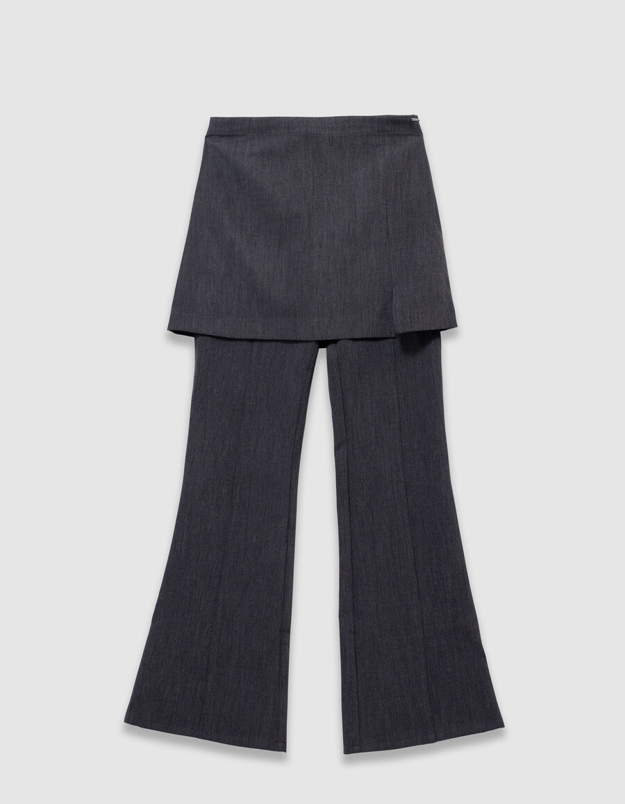 grijze 2-in-1 flared broek voor meisjes met afneembare rok