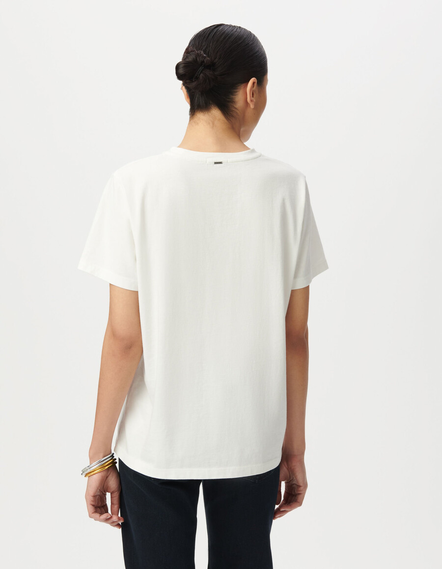 dames t-shirt van biologisch katoen wit met slogan en rozen.